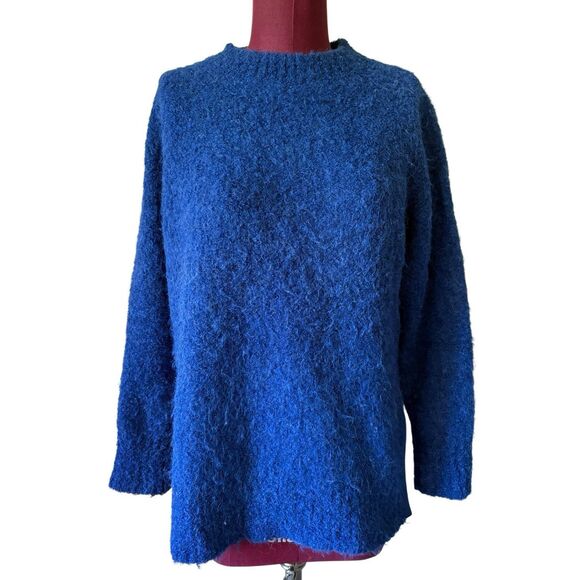 Wrap London Bouclé round neck sweater Alpaca  Deep Cobalt Blue size 4 6 - Picture 2 of 8
